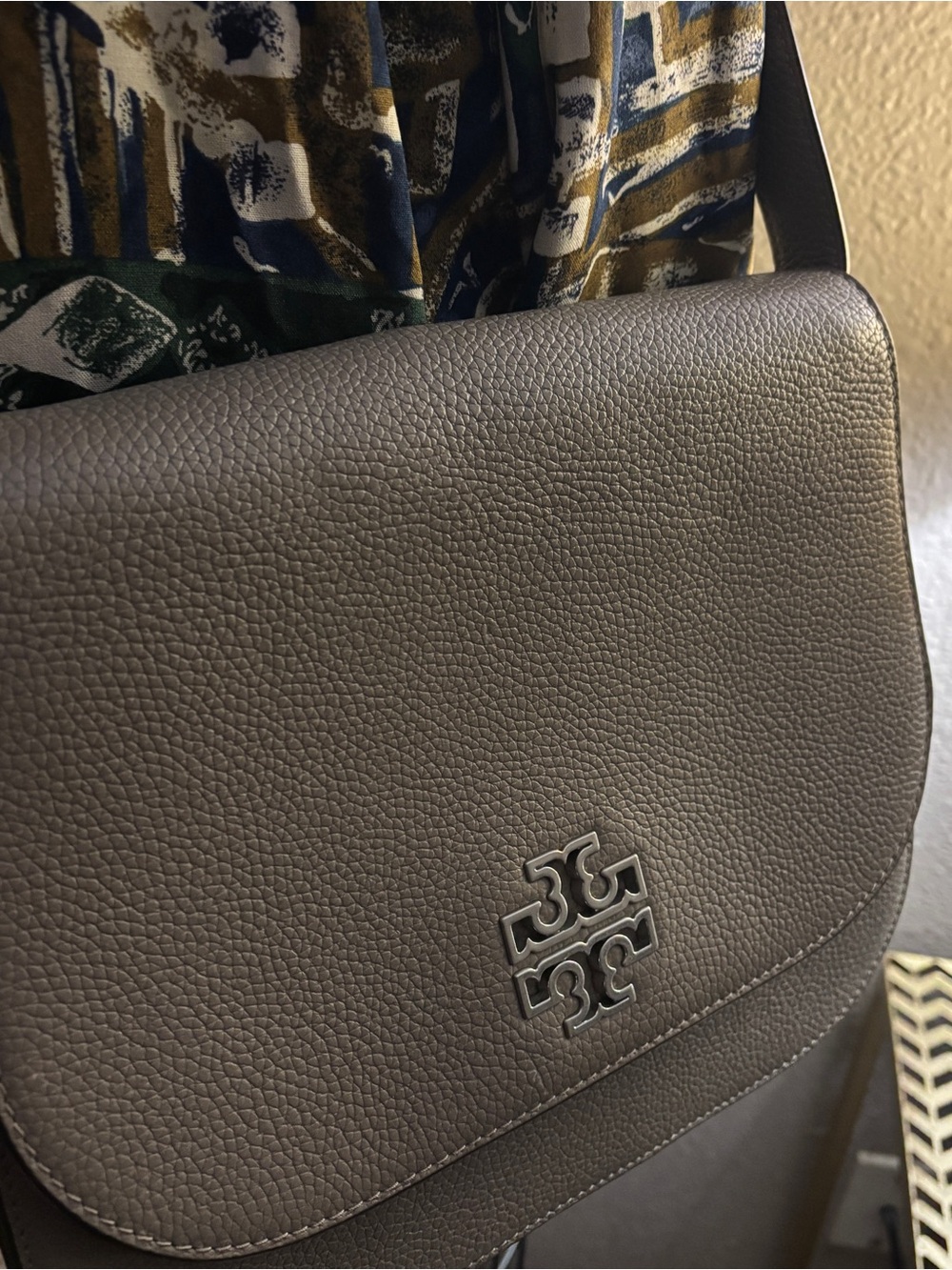 Tory Burch Taupe Pebbled Leather Crossbody - Picture 5 of 7